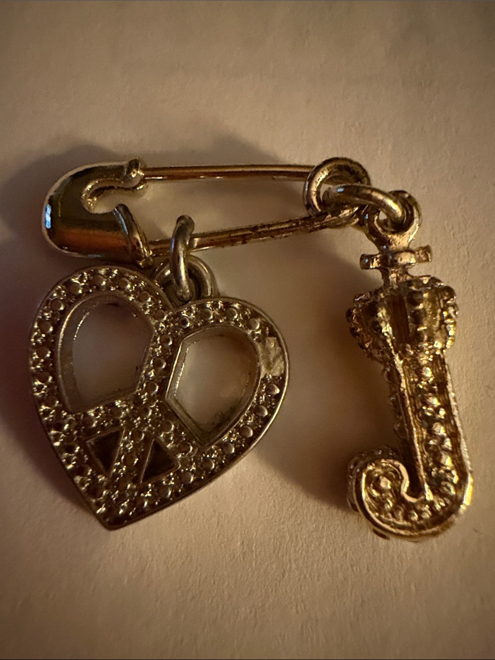 Juicy Couture Gold-Tone Heart Peace & 'J' Charm Brooch